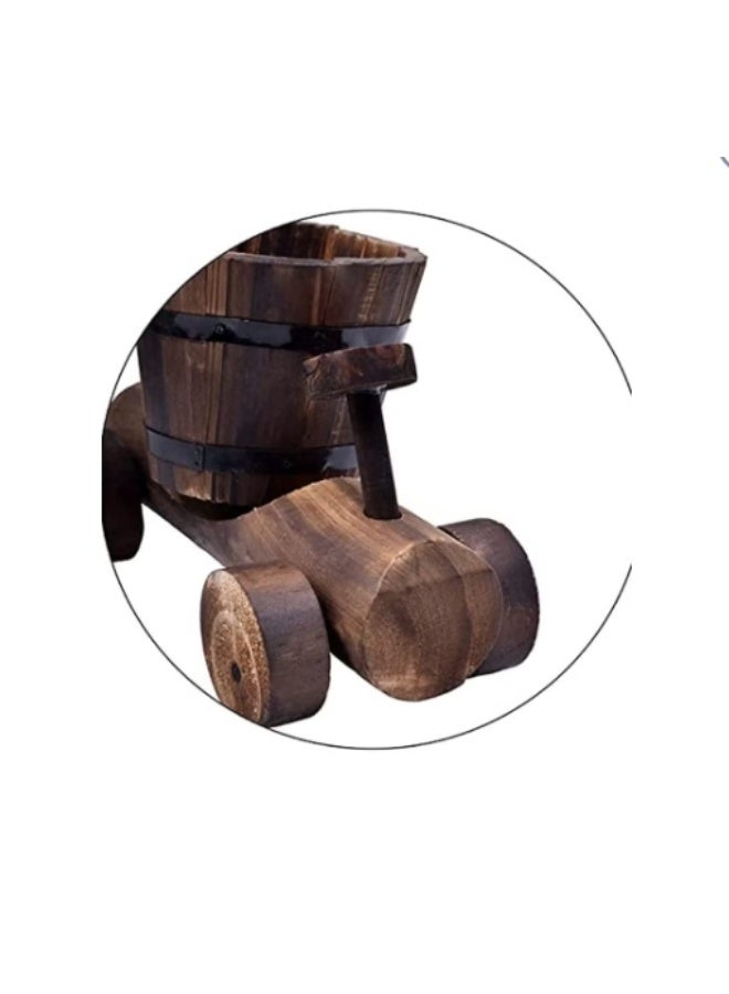 Wooden Train Planter Handmade Rustic  – Eco-Friendly Vintage Decor for Your Garden & Indoor Space - Image 4